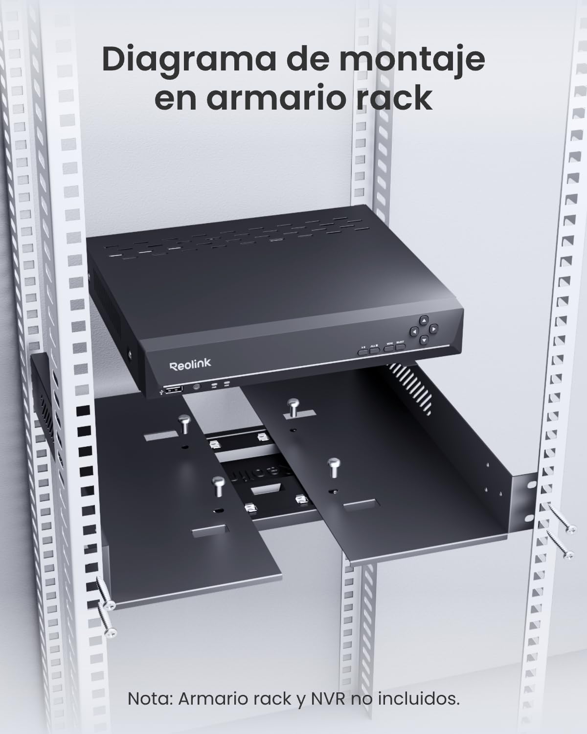 Reolink Soporte para NVR, Compatible con los NVR (p. ej. RLN8-410 y RLN16-410), Sistemas PoE (p. ej. RLK16-800B8 y RLK8-1200D4-A) y RLA-RM1