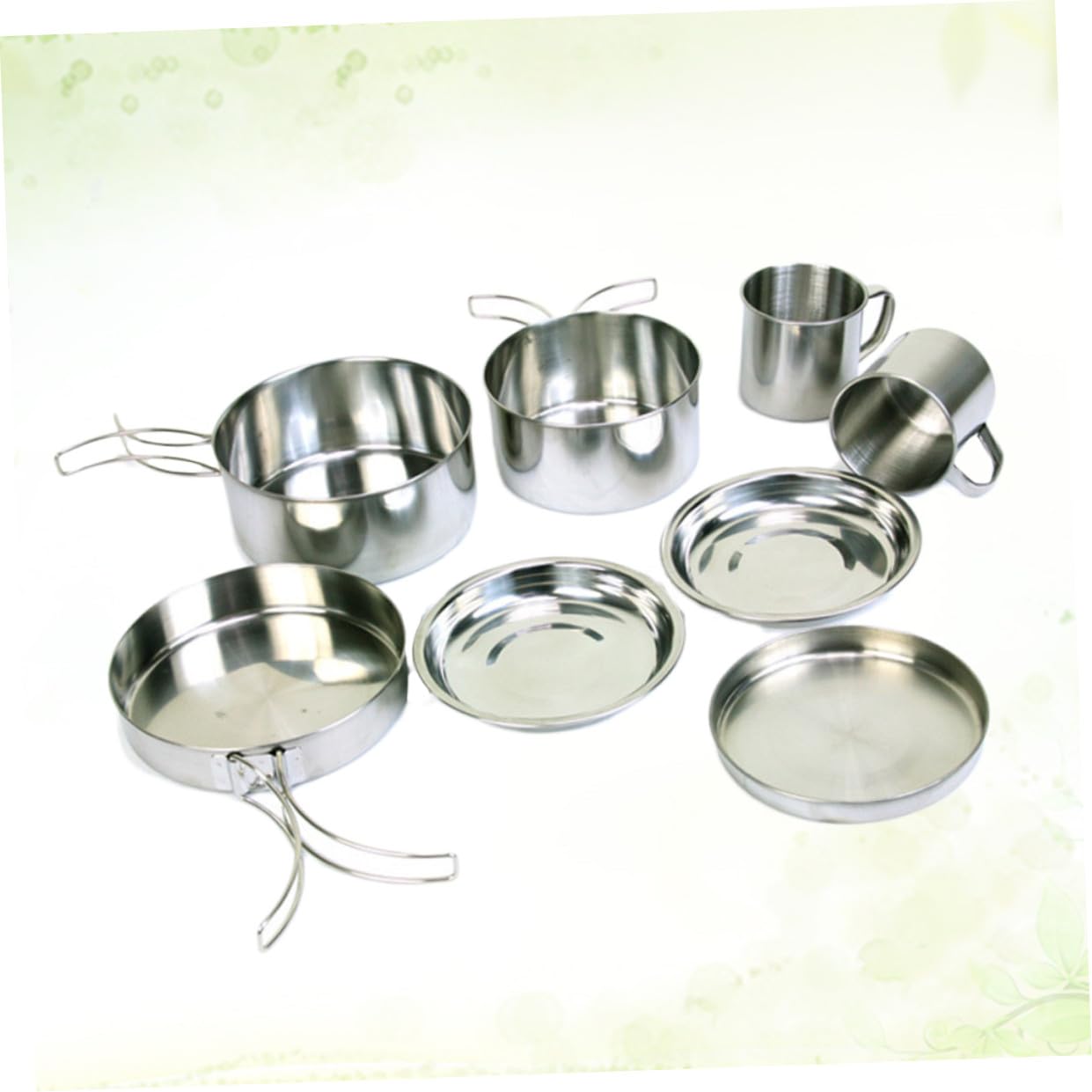 Set Stoviglie Campeggio 8 Pezzi in Acciaio Inox Portatile