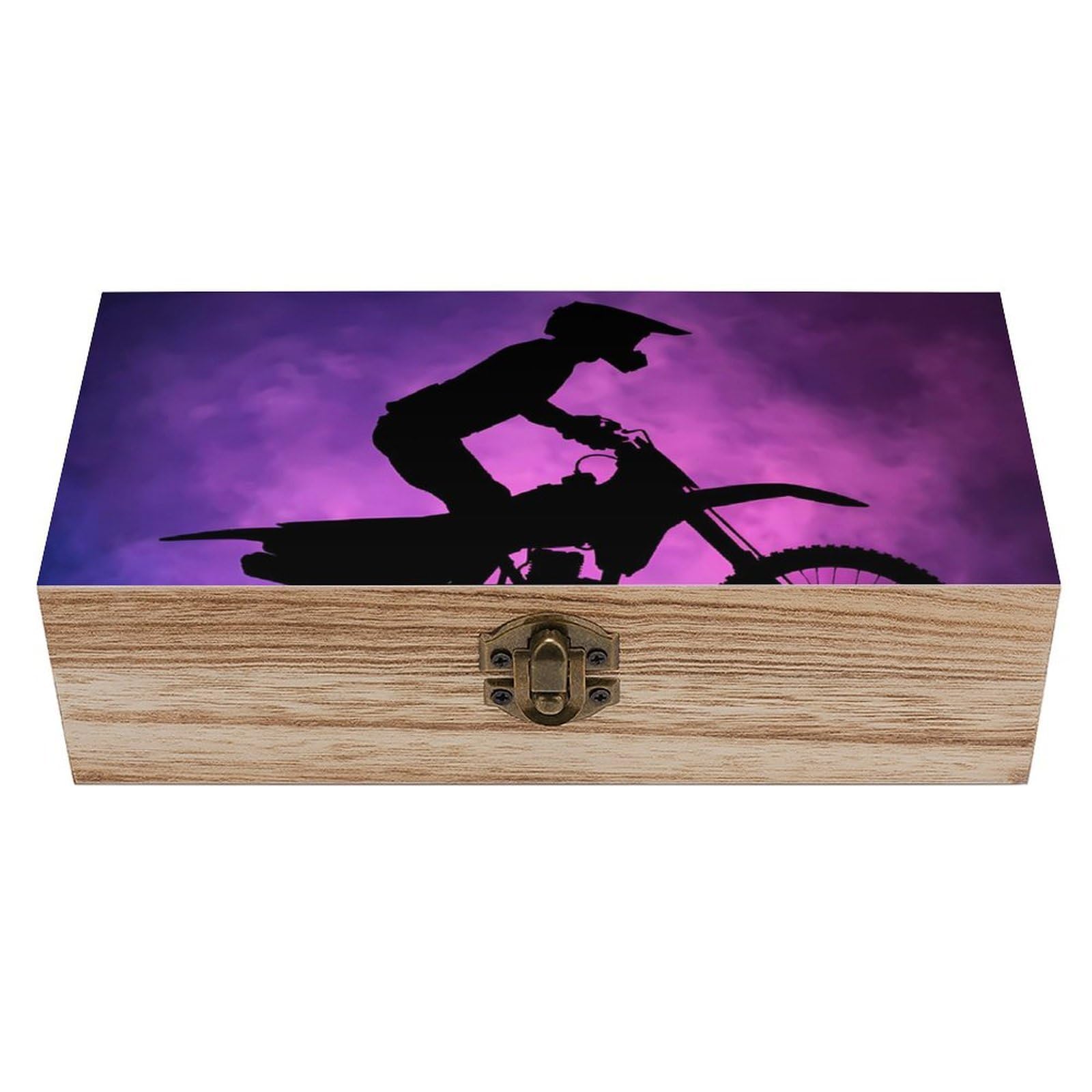 HLBSDM Retro Motocross Dirt Bikes Wooden Storage Box