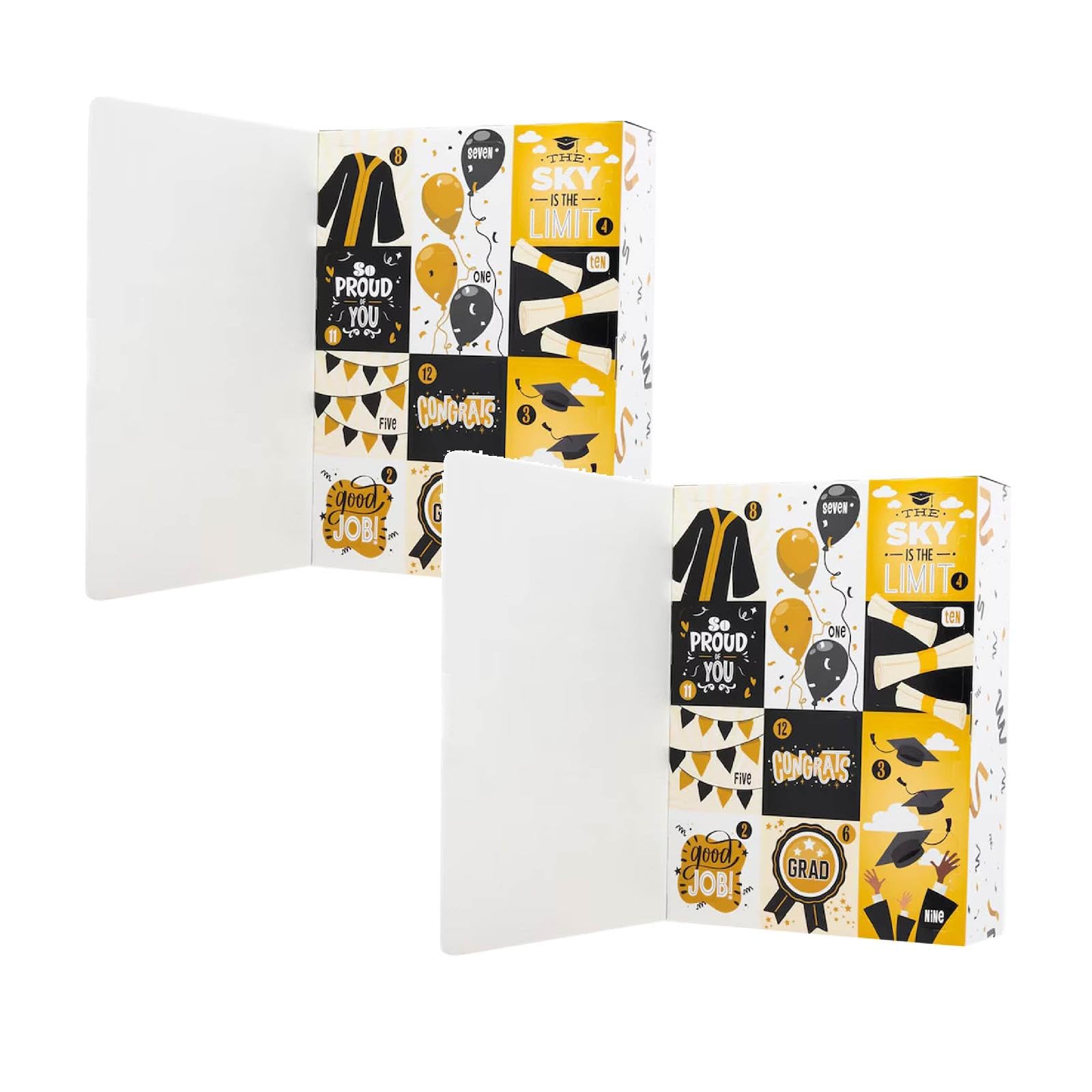 Graduation Countdown Gift Box,12-Days Fillable Surprise Paper Gift Packaging Boxes,Empty DIY Graduation Present Calendar Boxes for Graduates,Gifts Not Included (2)