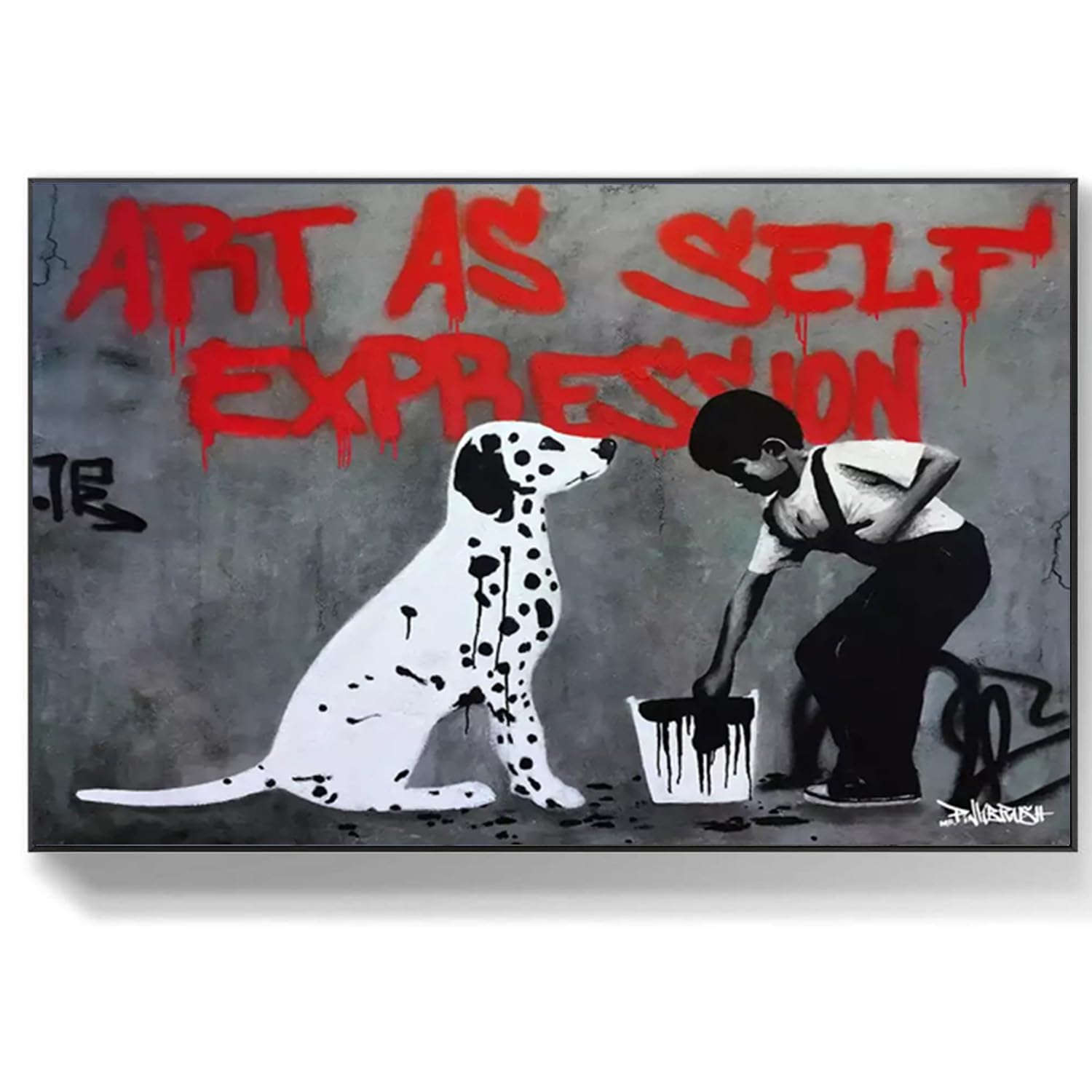 DQTUYIOP Banksy Art Print Boys and Dalmatians Frameless 30x50cm Abstract Wall Art for Living Room Canvas Print of Banksy Grafitti Famous Painting Reproductions Wall Hangins, Bedroom Home Decorations