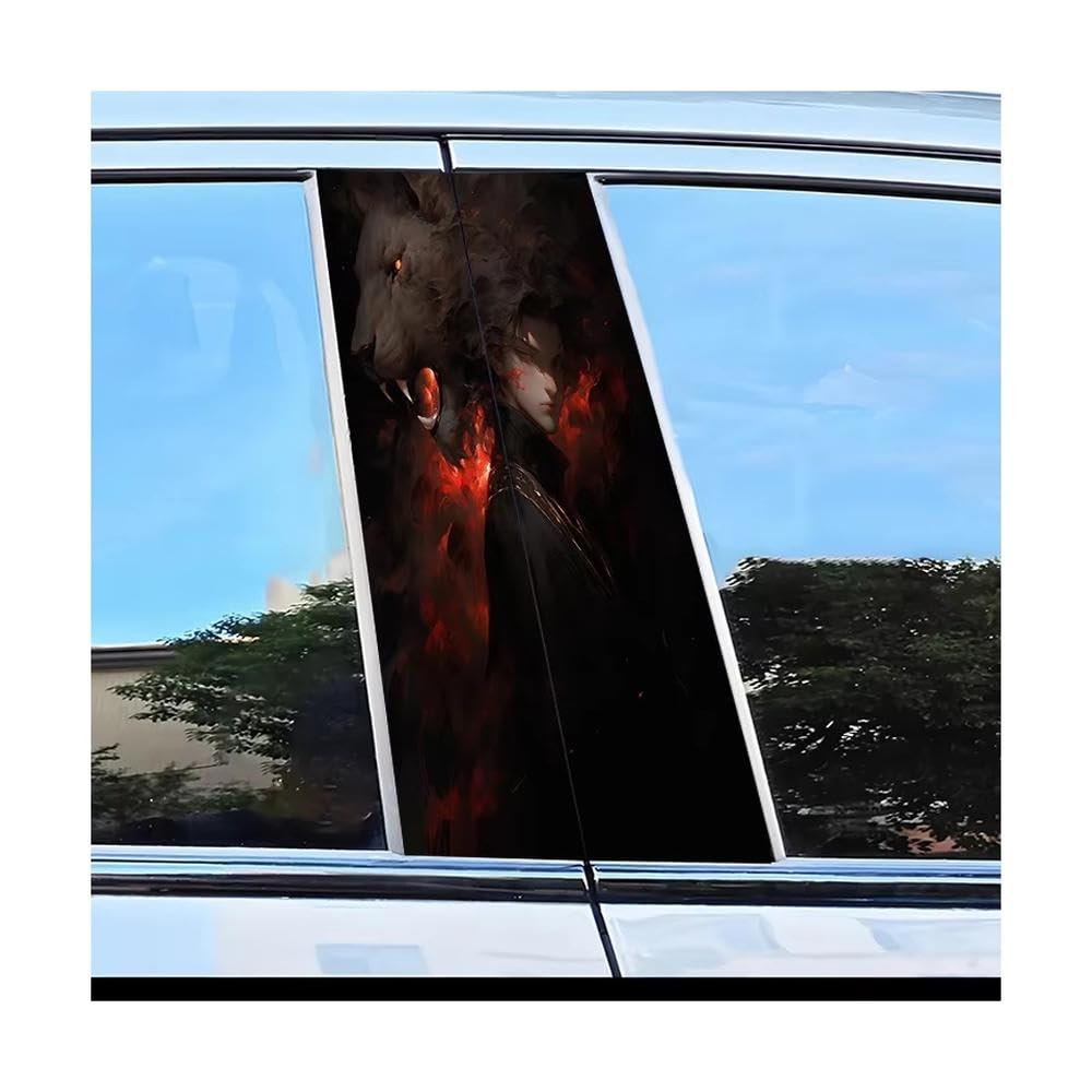Bertdcx One Color Car Center Pillar Stickers Human With Lion Head B-Pillar Scratch Protection Auto Parts