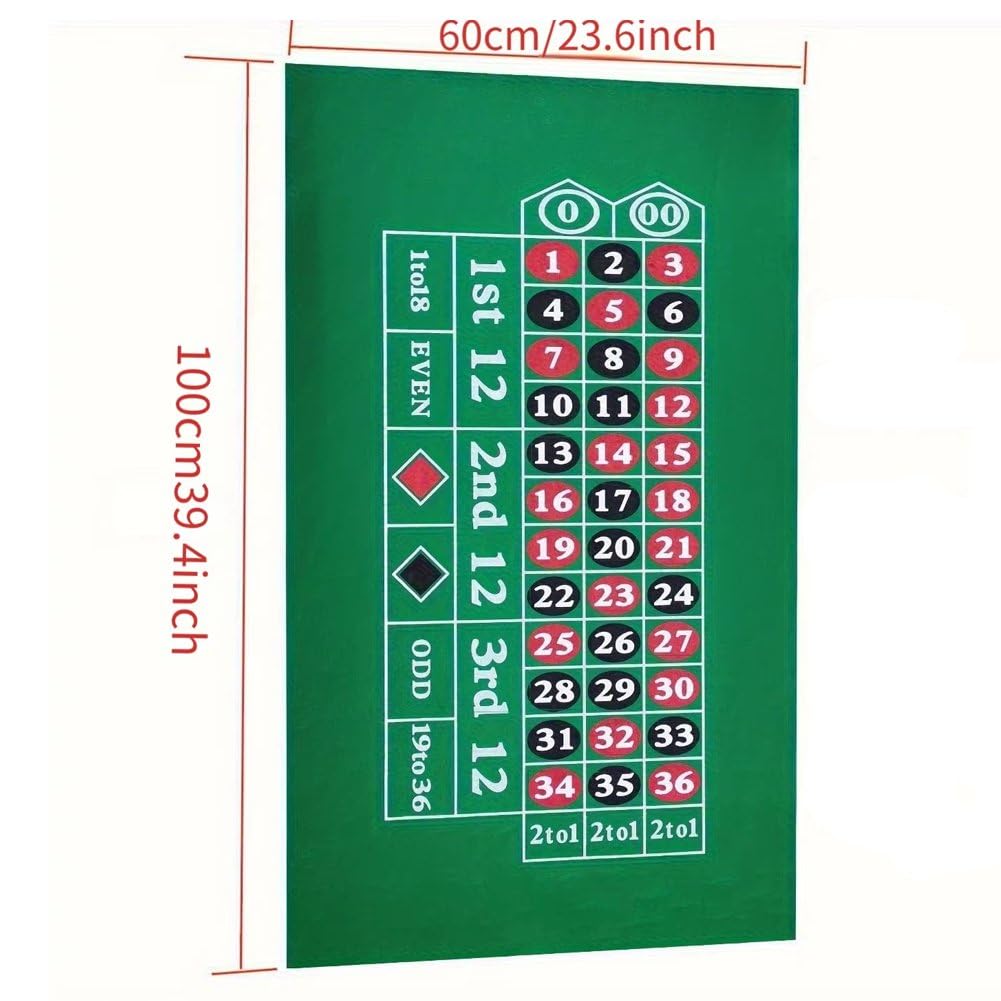 Tapis De Table De Jeu De Casino en Feutre pour Roulette, Tapis De Jetons De Roulette Enroulable, Équipement De Divertissement, Tapis De Jeu De Société