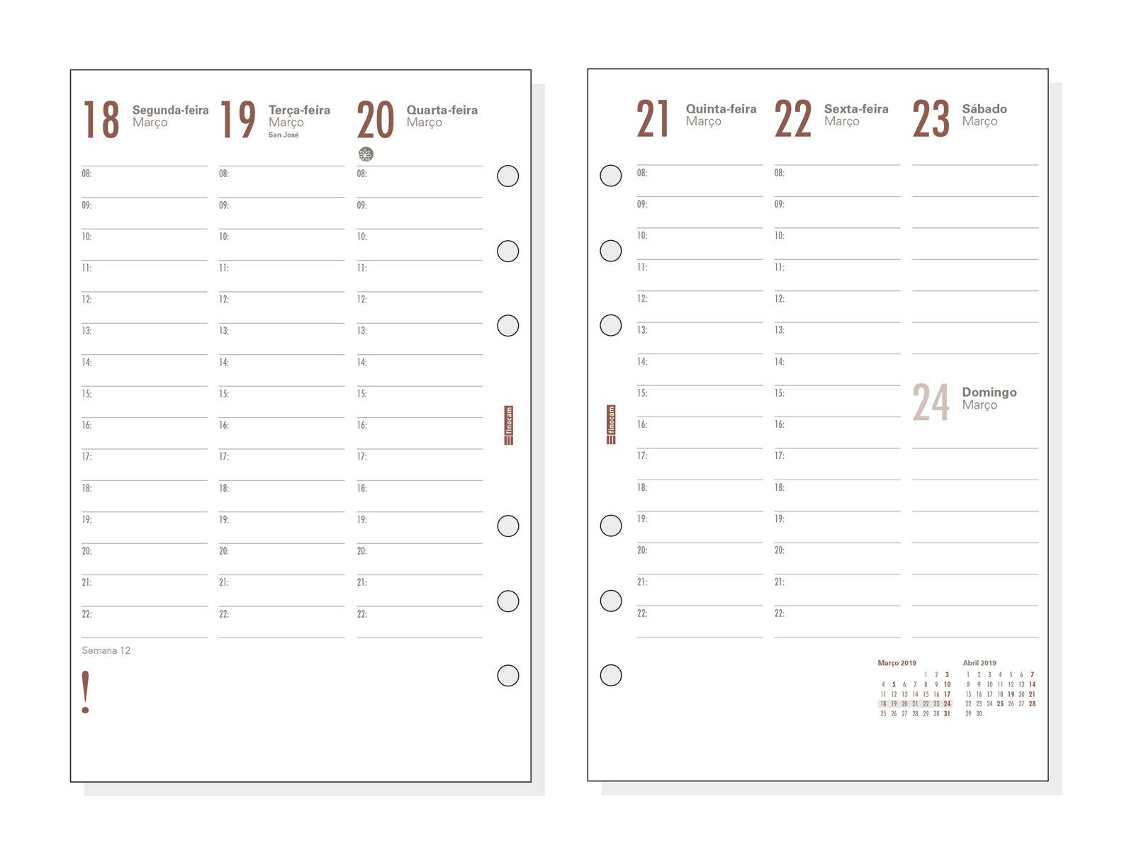 finocam 2781610 – Agenda Organizer Vista Settimanale Verticale 2019