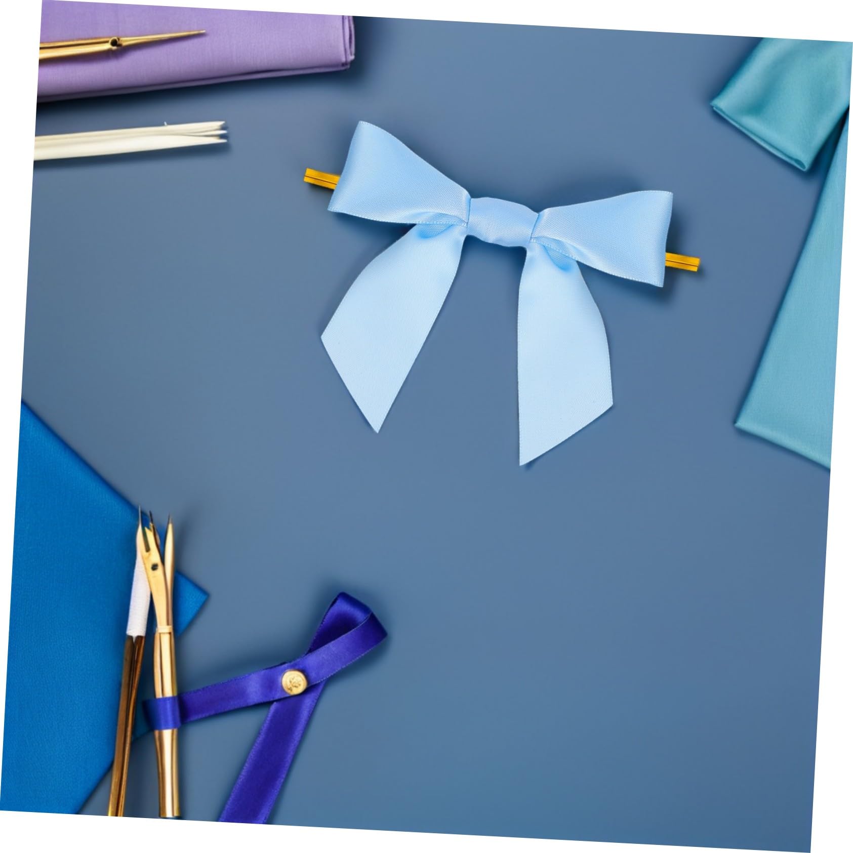 Anneome 100 Pezzi Fiocchi Twist Tie Azzurri per Sacchetti Regalo Fiocchi Pre-legati per Incarto Regali Feste Artigianato Chiusura Veloce e Decorativa