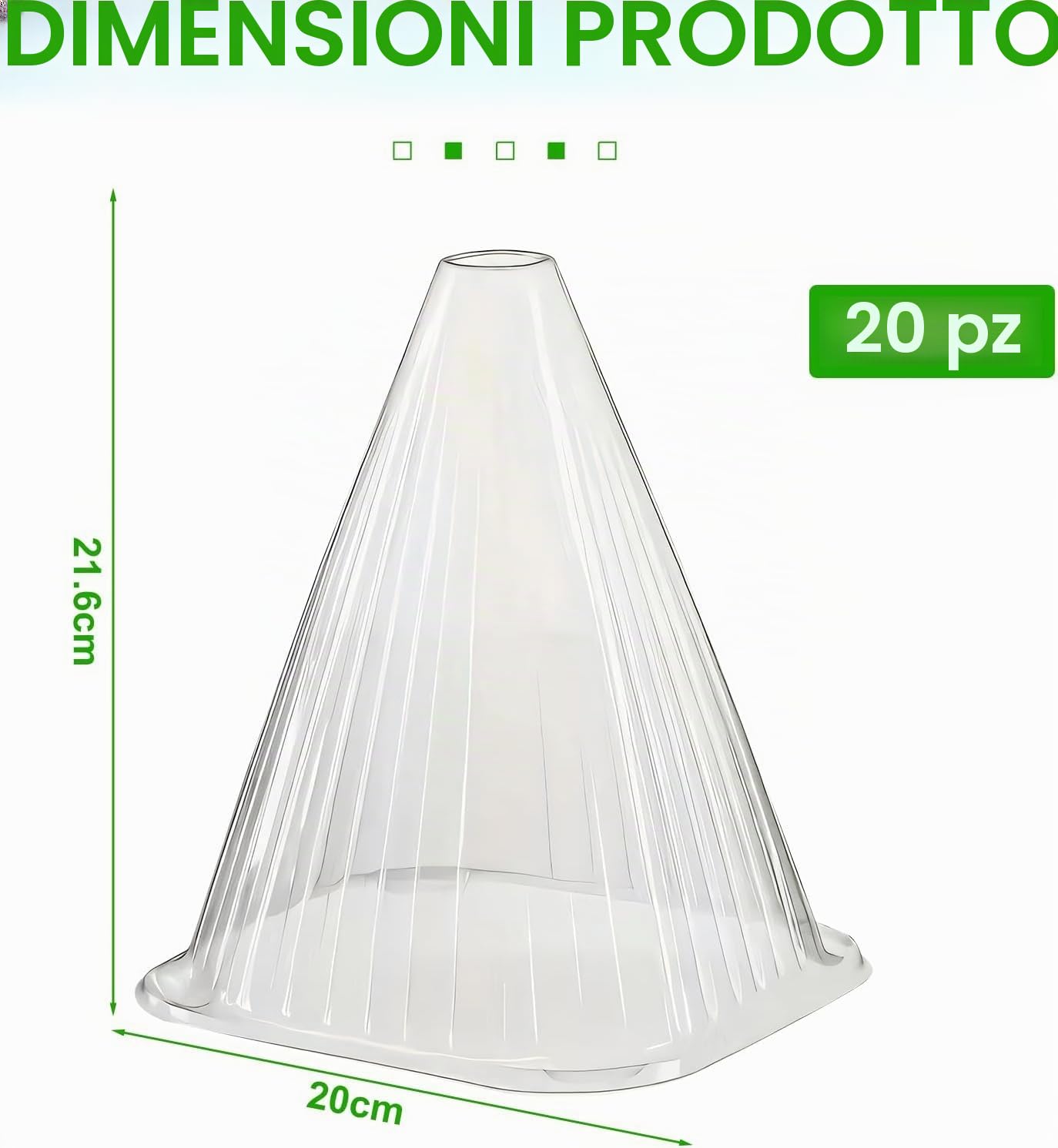 KAHEIGN 20 Pezzi Campane per Piante da Giardino, 22CM x 19CM Copertura per Campana per Piante in Plastica Mini Serra Riutilizzabile per Protezione da Sole Neve Gelo Lumache Uccelli Insetti (Chiaro)