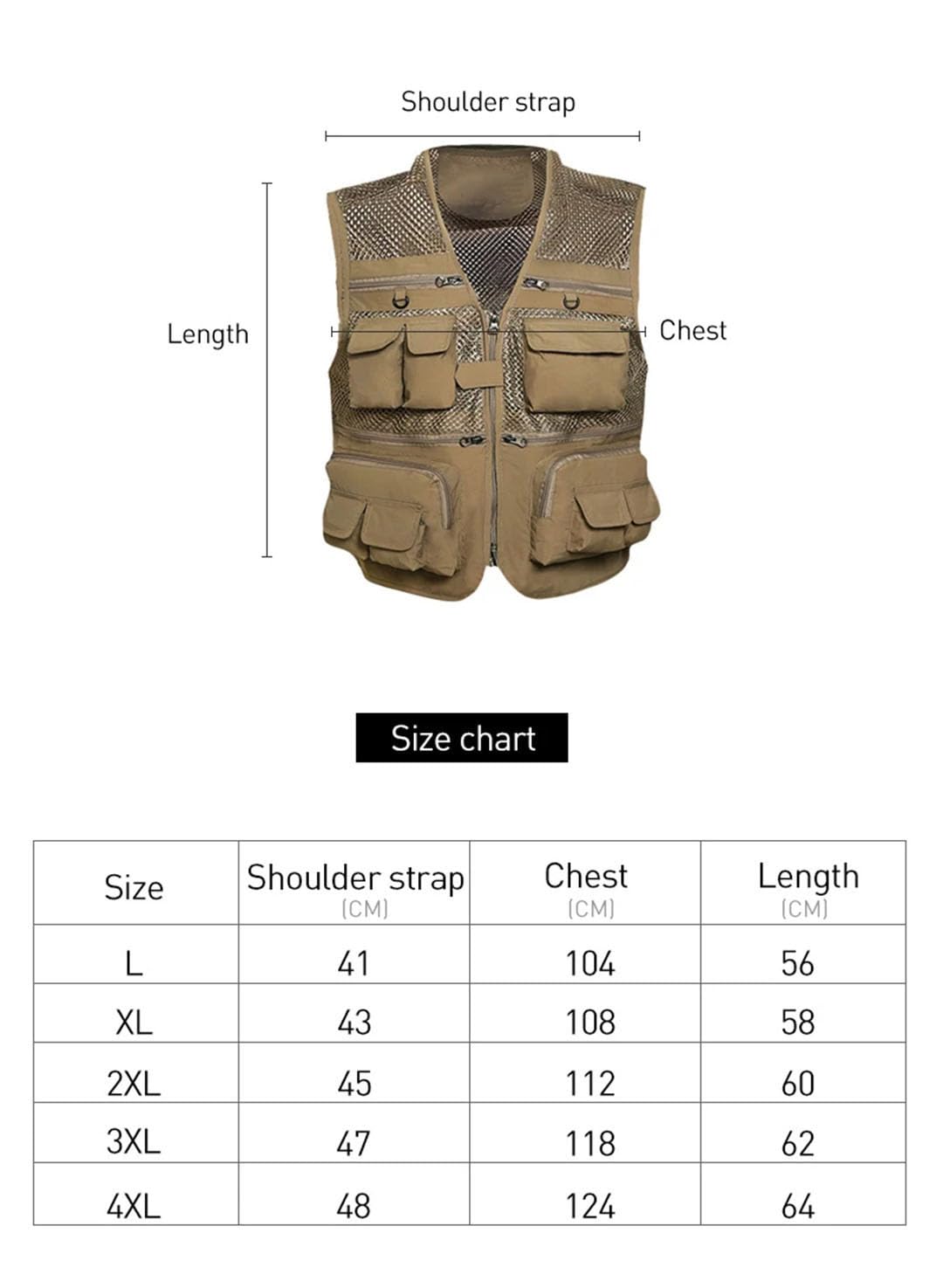 Gilet da pesca da uomo kaki multi tasca gilet da uomo Hunter Fisherman Clothig Giacca senza maniche multiuso