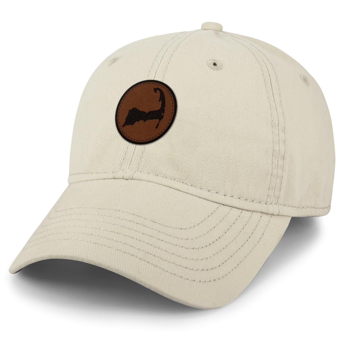 Cape Cod Circle Leather Patch Dad Hat Stone