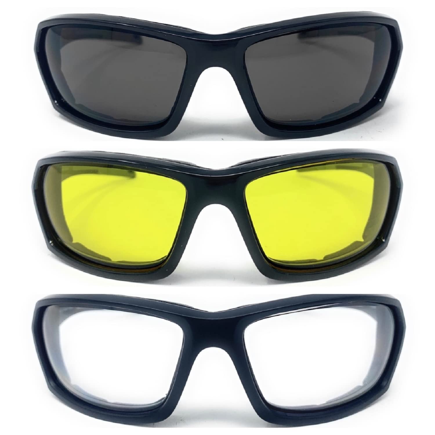 The Biker Unisex Moto Occhiali Imbottiti Shades Occhiali Da Sole Sport All'Aperto Avvolgere Intorno Occhiali Da Sole Guida Notturna, Lente Trasparente e Fum