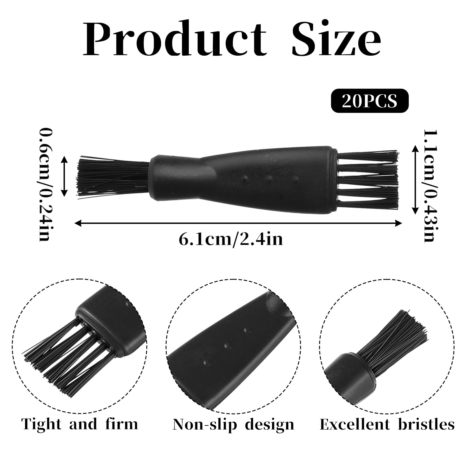 20PCS Electric Razor Cleaning Brush, Double Sided Electric Razor Brush Set, Clipper Brushes Replacement for Men (Black