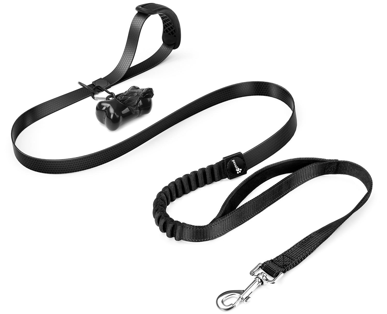 Pecute Correa Perro Grande,Correa Antitirones con Asa de Silicona Antideslizante y Bolsa para desechos, hasta 2 m/6,6 Ft, Duradero, Soporta 100 kg/220 lbs de Fuerza de Tracción