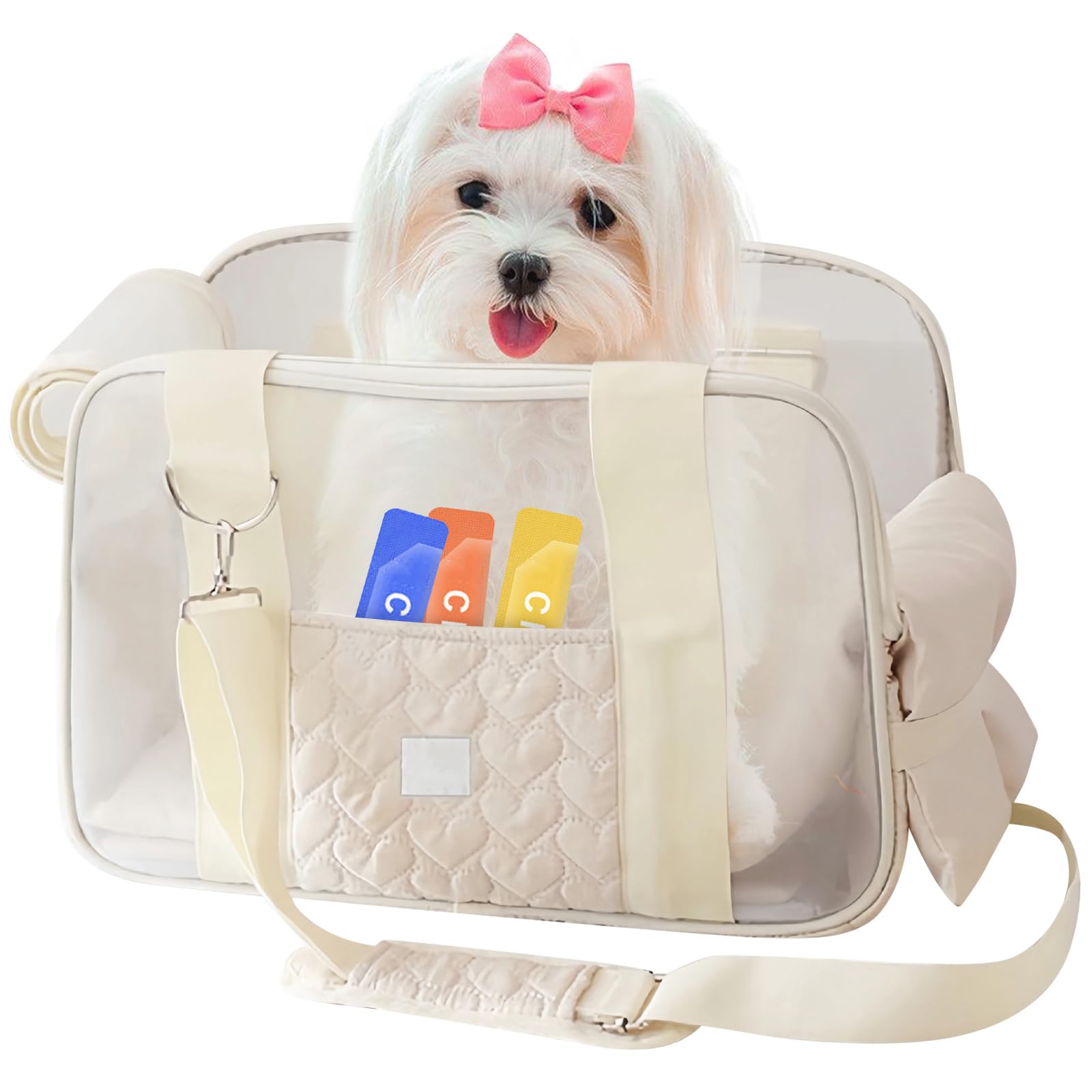 Hundetragetasche bis 5kg – Leichte & Atmungsaktive Hundetasche für Kleine Hunde & Katzen, Tragetasche Hund mit Sicherheitsgurt & Taschen, Ideal für Auto, Reisen, Outdoor