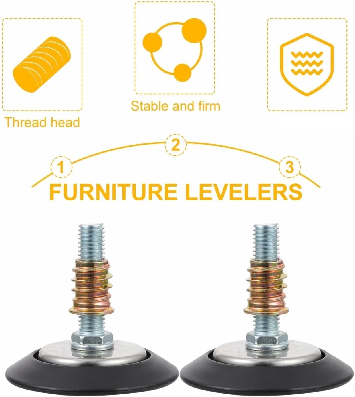 Furniture Levelers 10Pcs Adjustable Leveling Pads for Cabinets Furniture Heavy Duty Feet T-Nut Slides for Table Legs, Chairs, Beds