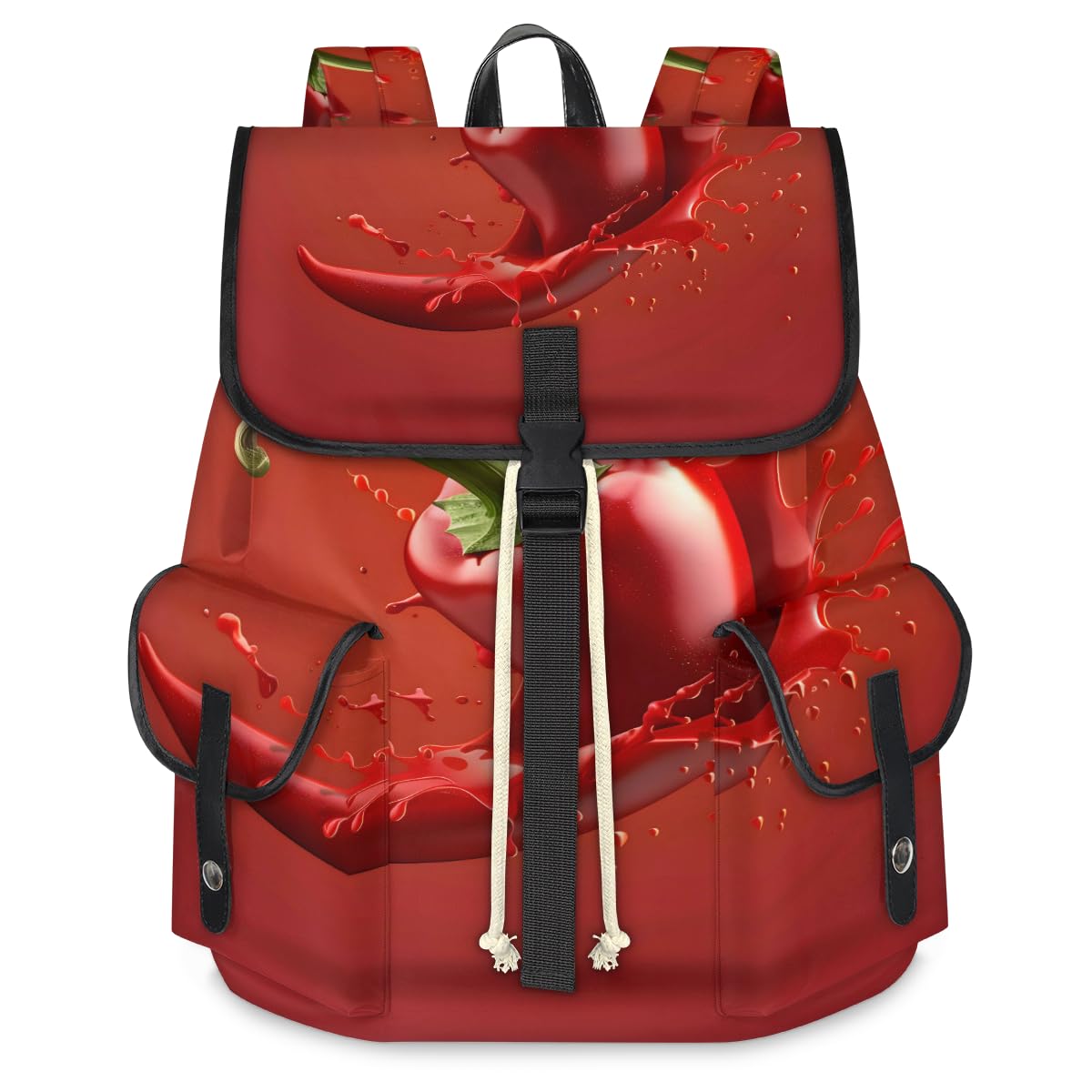 Red Chilli Pepper Tabasco Travel Laptop Backpack for Women Men Large Capacity Waterproof 15 Inch Computer Drawstring Nurse Casual Daypack for Travel Sports