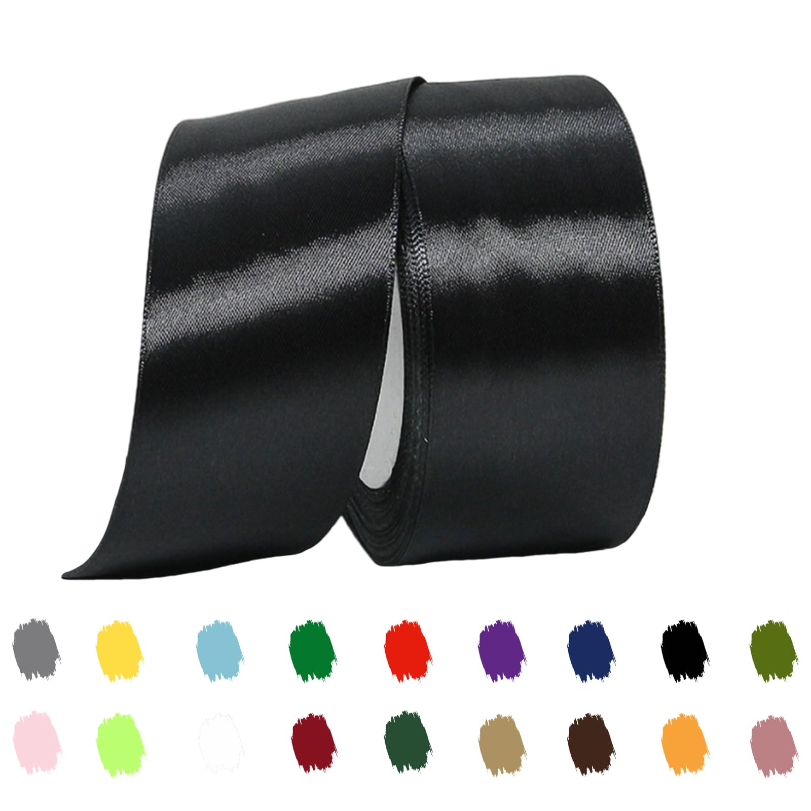 Black Ribbon 40mm for Gift Wrapping 22M,Black Satin Ribbon 40mm Wide for Crafting Cake,Hair Bow,Polyester Ribbon Christmas Decoration,Wedding Car Decor
