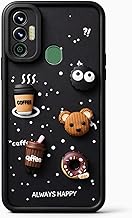 Bintage Cute Fun Taddy| 3D Ball Bear| Donut| Coffee Rubber Case Camera Protection Back Cover Compatible for Tecno Spark 7T - Black