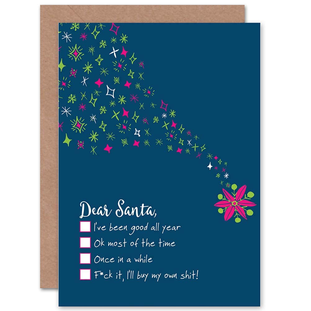 Artery8 - Greeting Card - Funny Rude Naughty Christmas Card - Blue