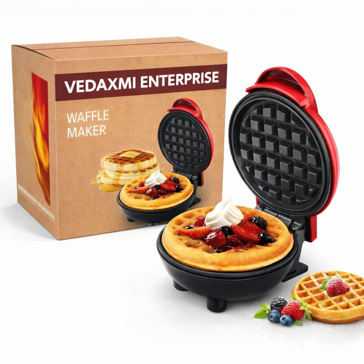 Mini Waffle Maker Machine 3 In 1 Waffle Iron Home Appliances Kitchen Easy To Clean, 4 Inch, Perfect For Breakfast, Dessert, Sandwich, Pan Cakes, Other Snacks- 350 Watts