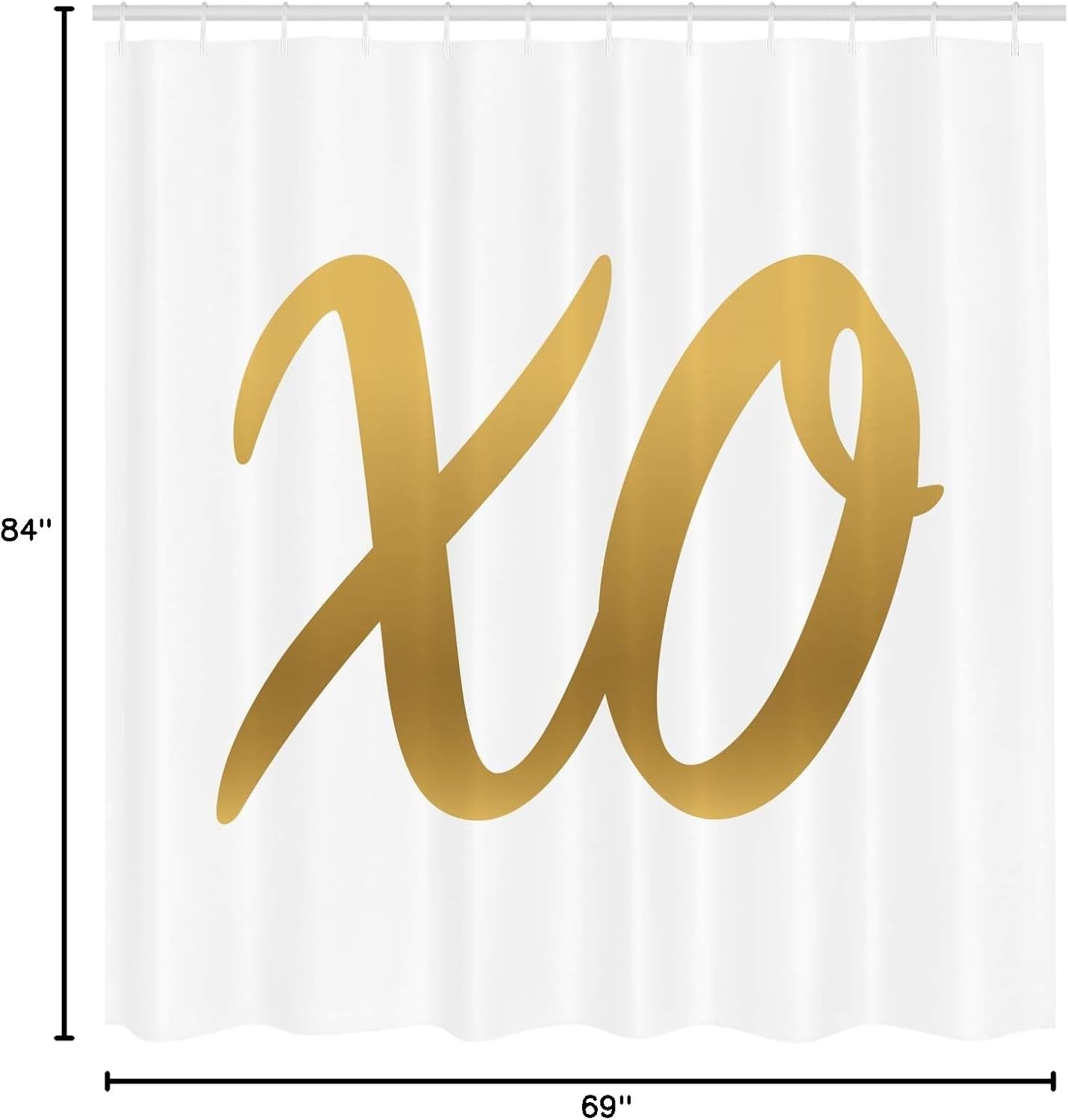 Ambesonne Xo Shower Curtain, Hugs and Kisses Valentine Days Inspired Background Vintage Style Celebration Image, Cloth Fabric Bathroom Decor Set with Hooks, 69" W x 84" L, Sand Brown White