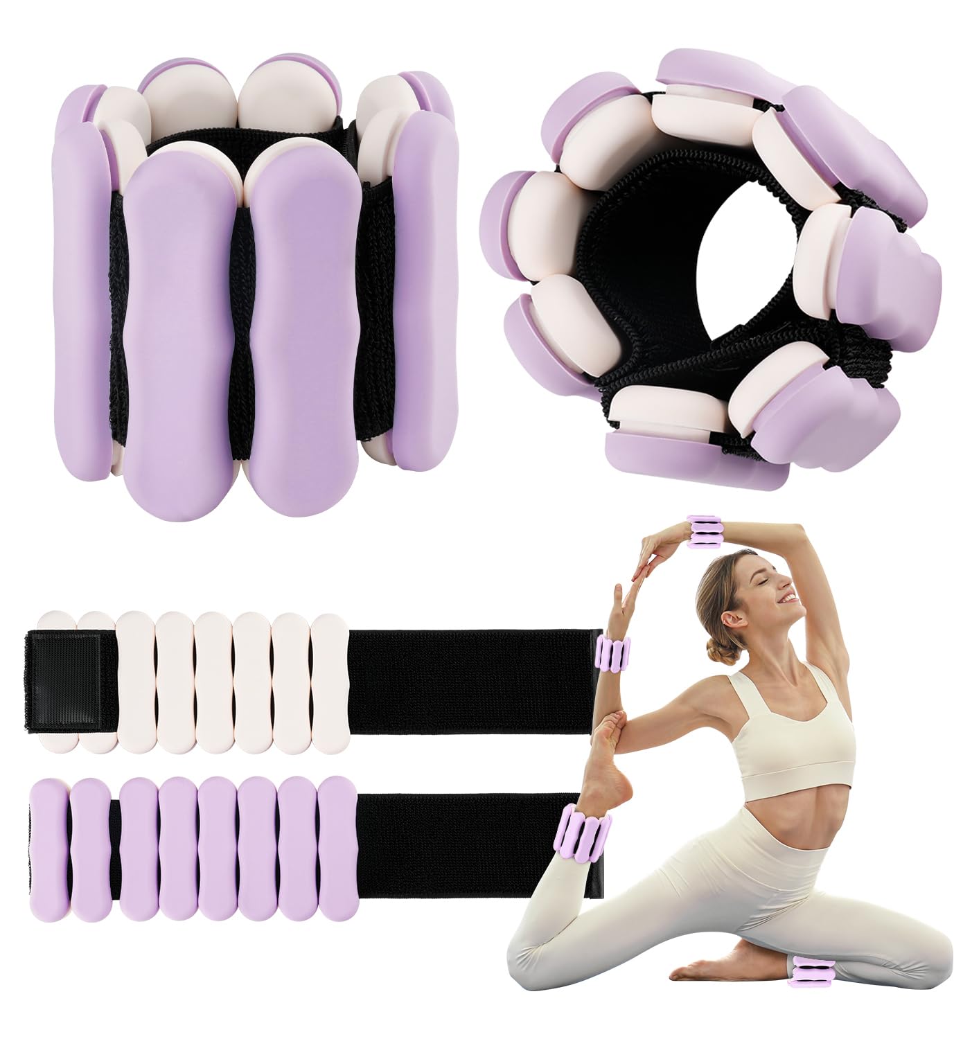 Wrist Ankle Weights for Women Men, Leg Arm Wrist Weights Bangles 1lb*2 2lb*2 Wearable Weights Pilates Weighted Bracelet for Strength Training Walking