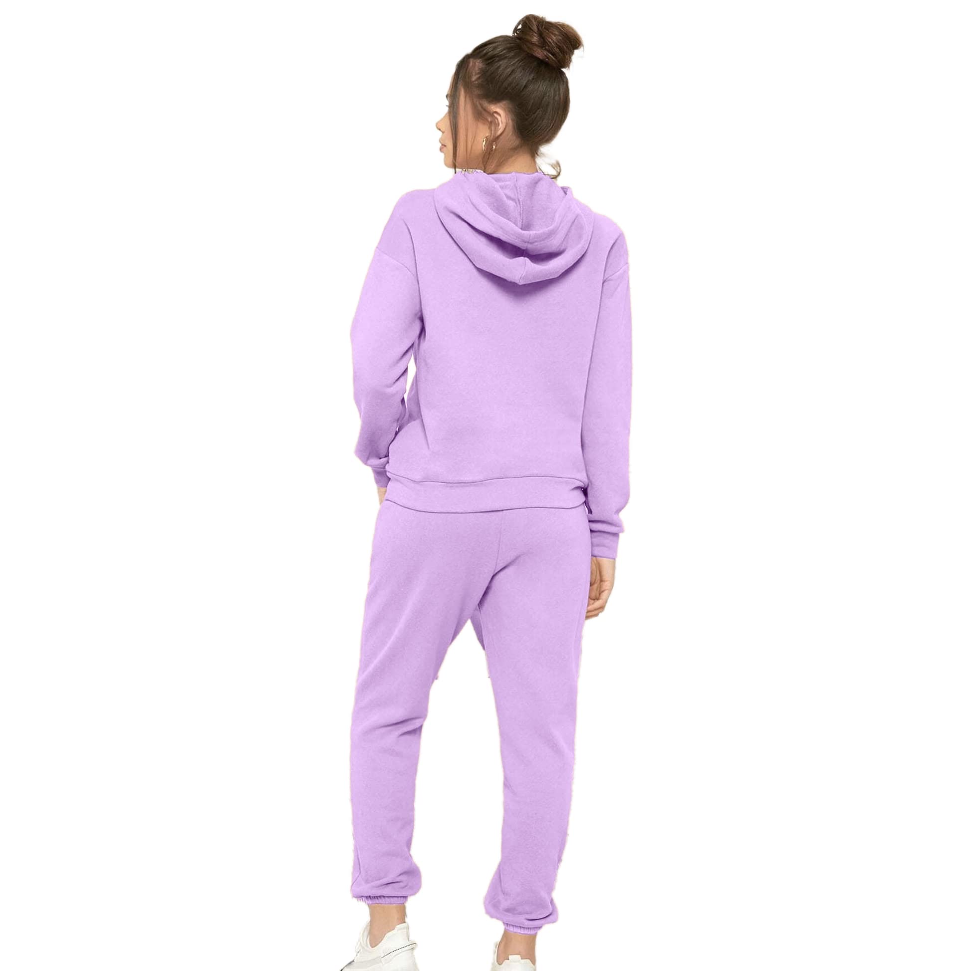NOTWILD Women's Cotton winter hoodie Sweatshirt Tracksuit Set with warm Jogger Sweatpants Regular wear Combo pack | lavender color girls-hood-trackpant