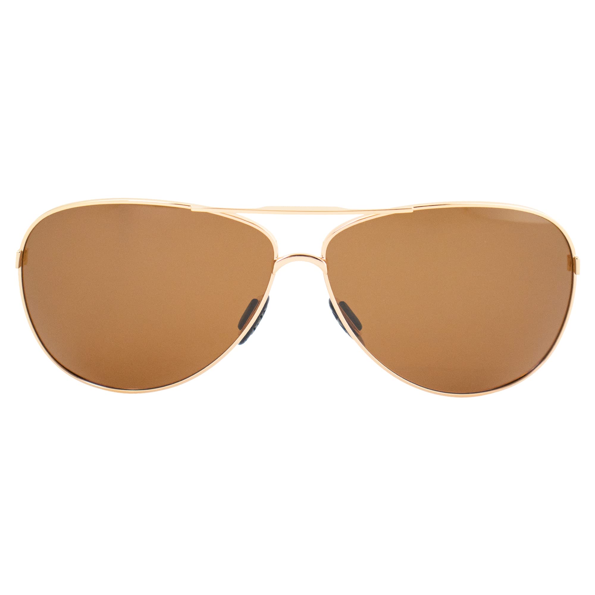 Raze Eyewear Maverick Motorcycle Polarized Sunglasses Gold Metal Frame w/Brown Lenses