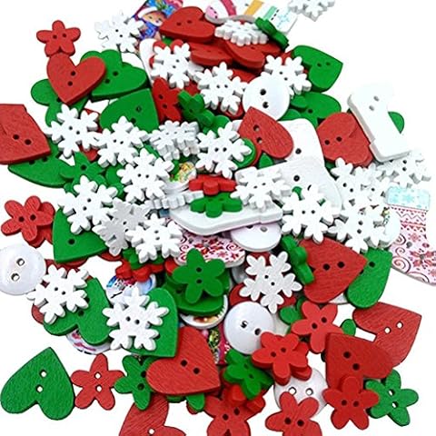 ULTNICE. Botones decorativos para Navidad. Formas de corazón y copo de nieve (40g) Cover