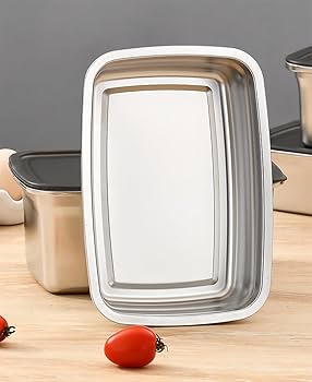 アレッシイ　ステンレス　保存容器　2個　美品 Amazon｜ステンレススチール製長方形キムチ食品保存容器