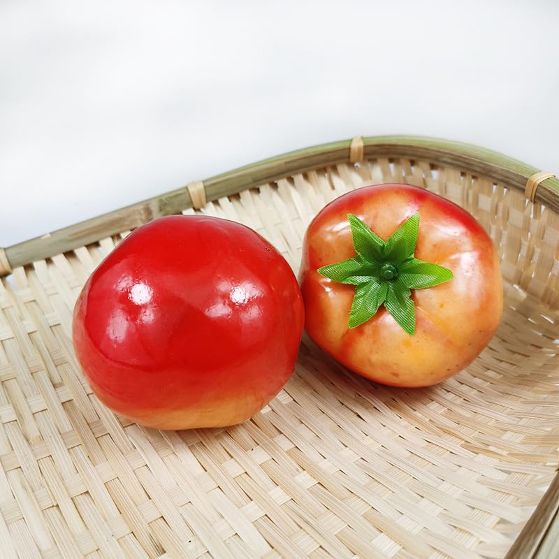 Artificial Fruits Pack, Fake Fruit Set Foam Fruit for Decor, Decorative Fruit for Home Party Vase Fillers Photography Props (Tomato，5pcs)