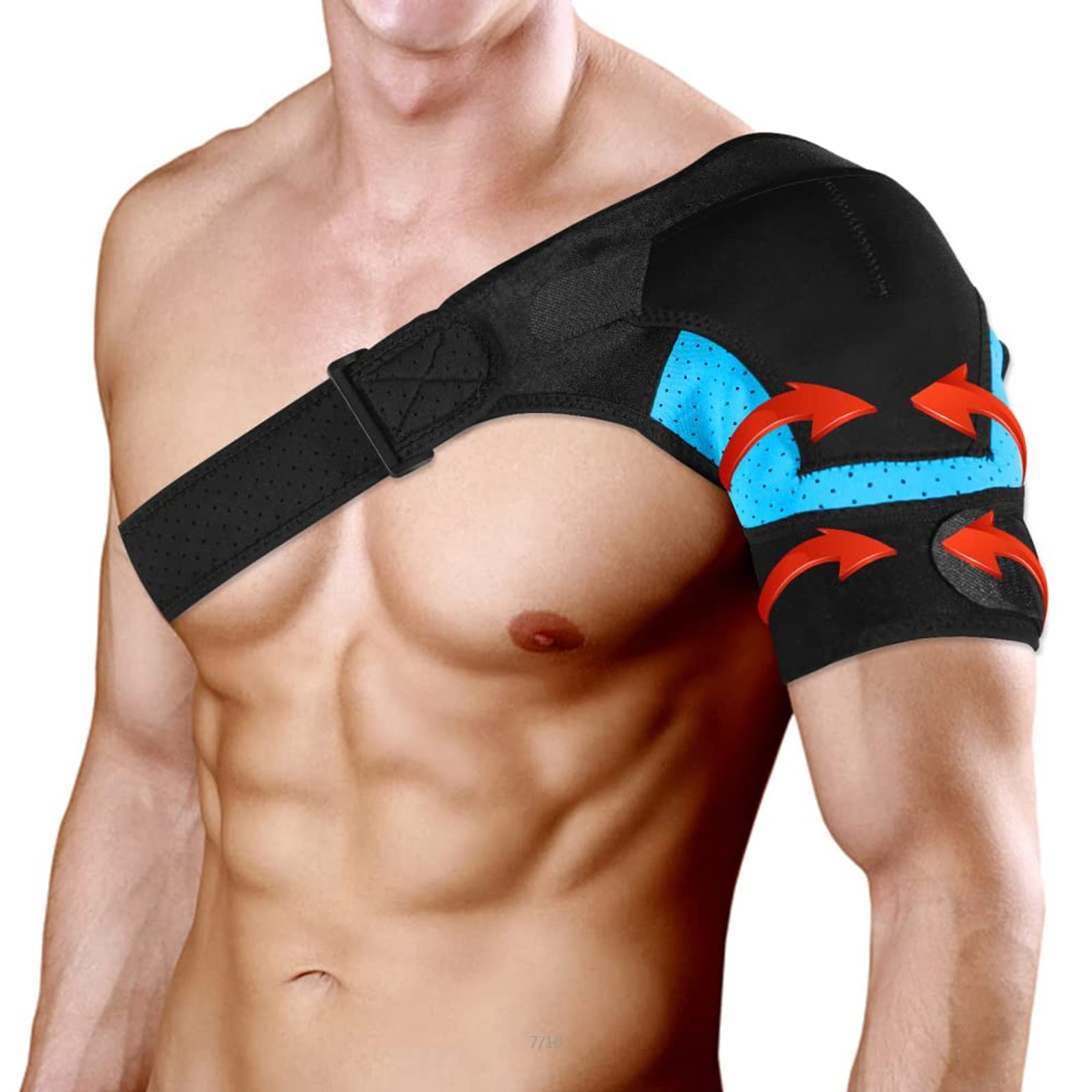 Tutore Spalla Destra E Sinistra Neoprene Braccio Supporto Della Spalla Benda Regolabile Supporto Per Braccio Fascia Spalla Tendinite Dislocazione Della Spalla Lesioni Sportive (Blu)