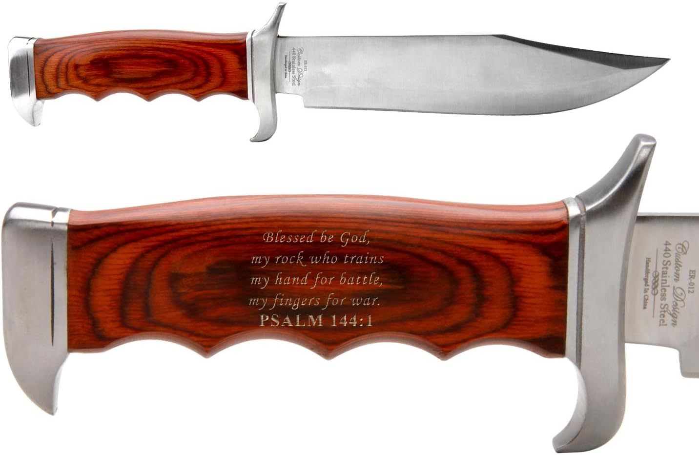 NDZ Performance Elk Ridge Outdoor Hunting Fixed Blade Full Tang Knife Bible Psalm 144:1