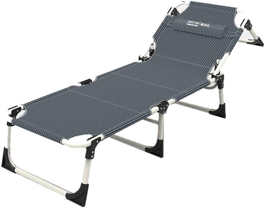 Folding Bed Gray Metal Frame Backrest Folding Sun Lounger Bed Breathable Reclinable Visitor Bed (Color : Gray Size : 185 65 30cm)