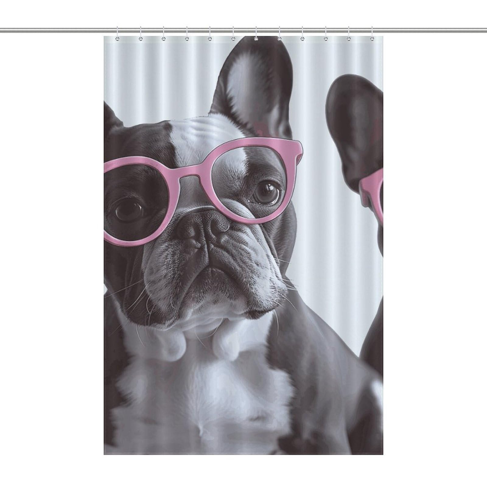 Rideau de douche bouledogue rose idéal pour sublimer un hôtel ou spa