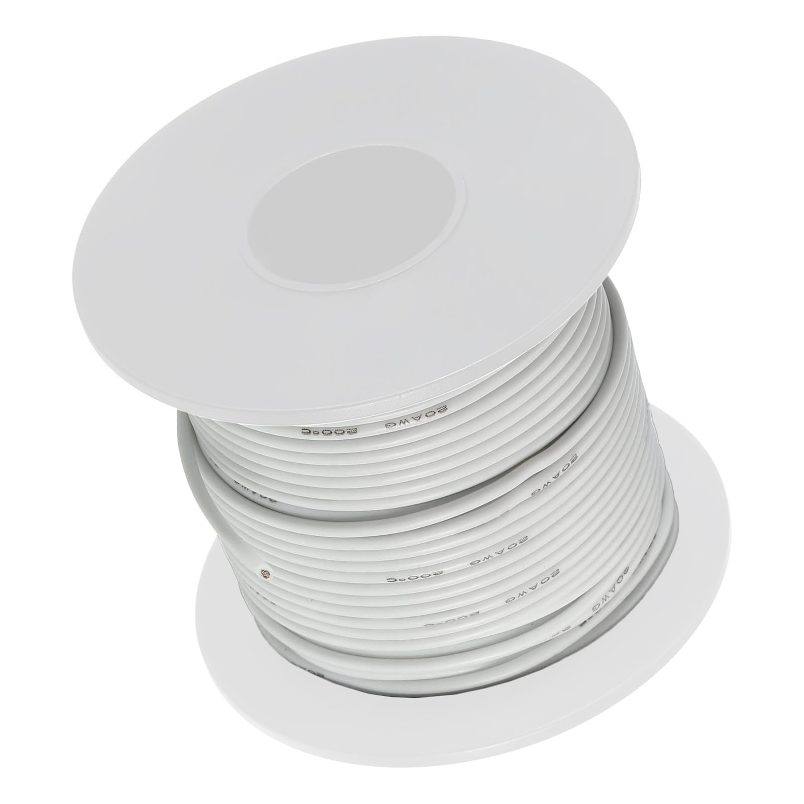 TA-VIGOR 20AWG20 Gauge Silicone Electrical Wire, 30m/100ftTinned Copper Stranded Flexible Cable, High Temp 600V Insulated Hookup Wire for DIY, Model Railway, Car Wiring – White