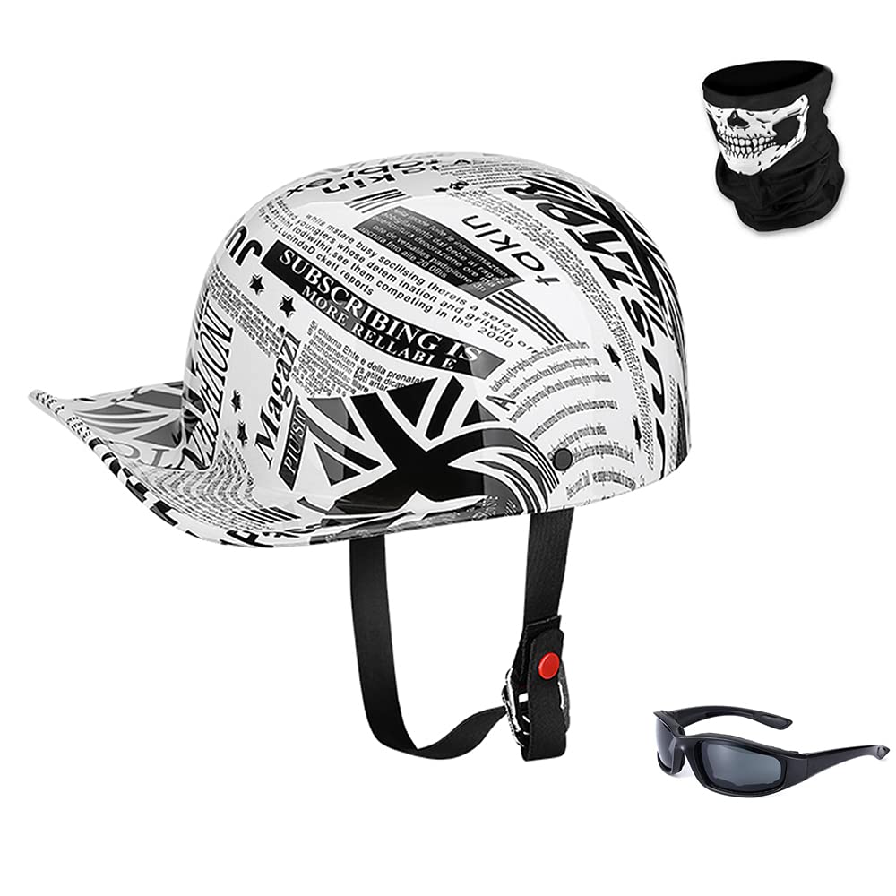 Woljay Vintage Half Helmet - Retro Baseball Cap Design - Blue