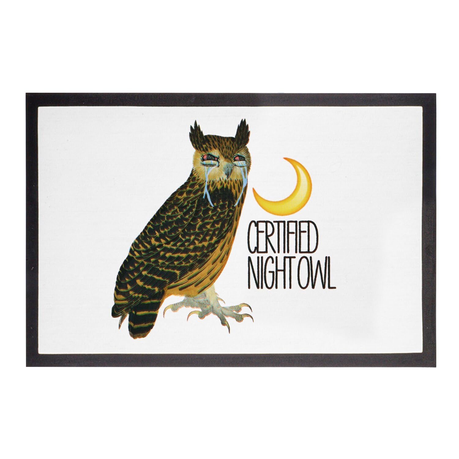 Paillasson Blanc Vintage 60x40cm Tapis Entrée Oiseau Night Owl