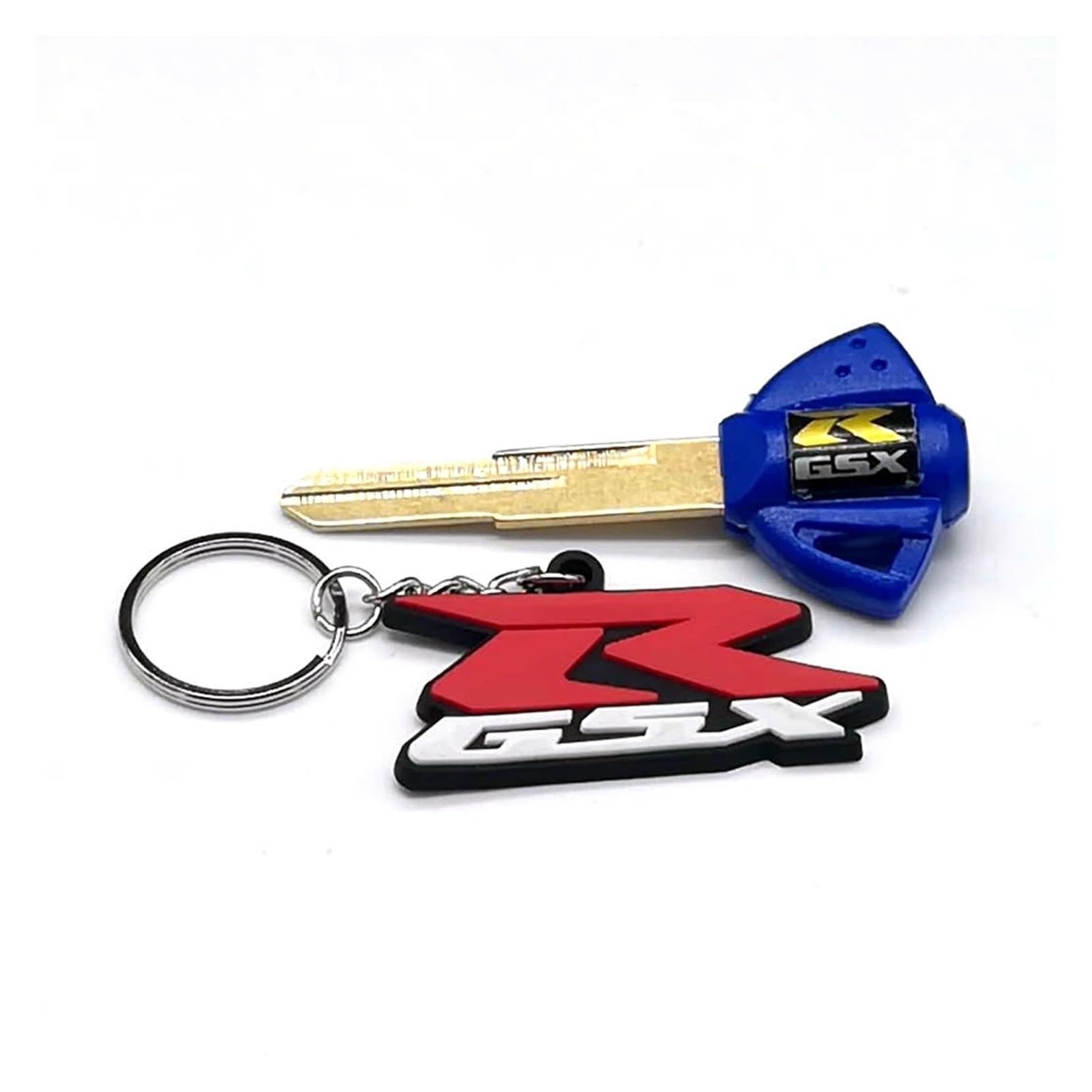 Beutee Blue Keychain + Motorcycle Blank Key Uncut Blade Compatible With Gsr Gsxr 600 750 1000 Gz250 Gsx1300r 600 Dr650se (Color : Size : 7)