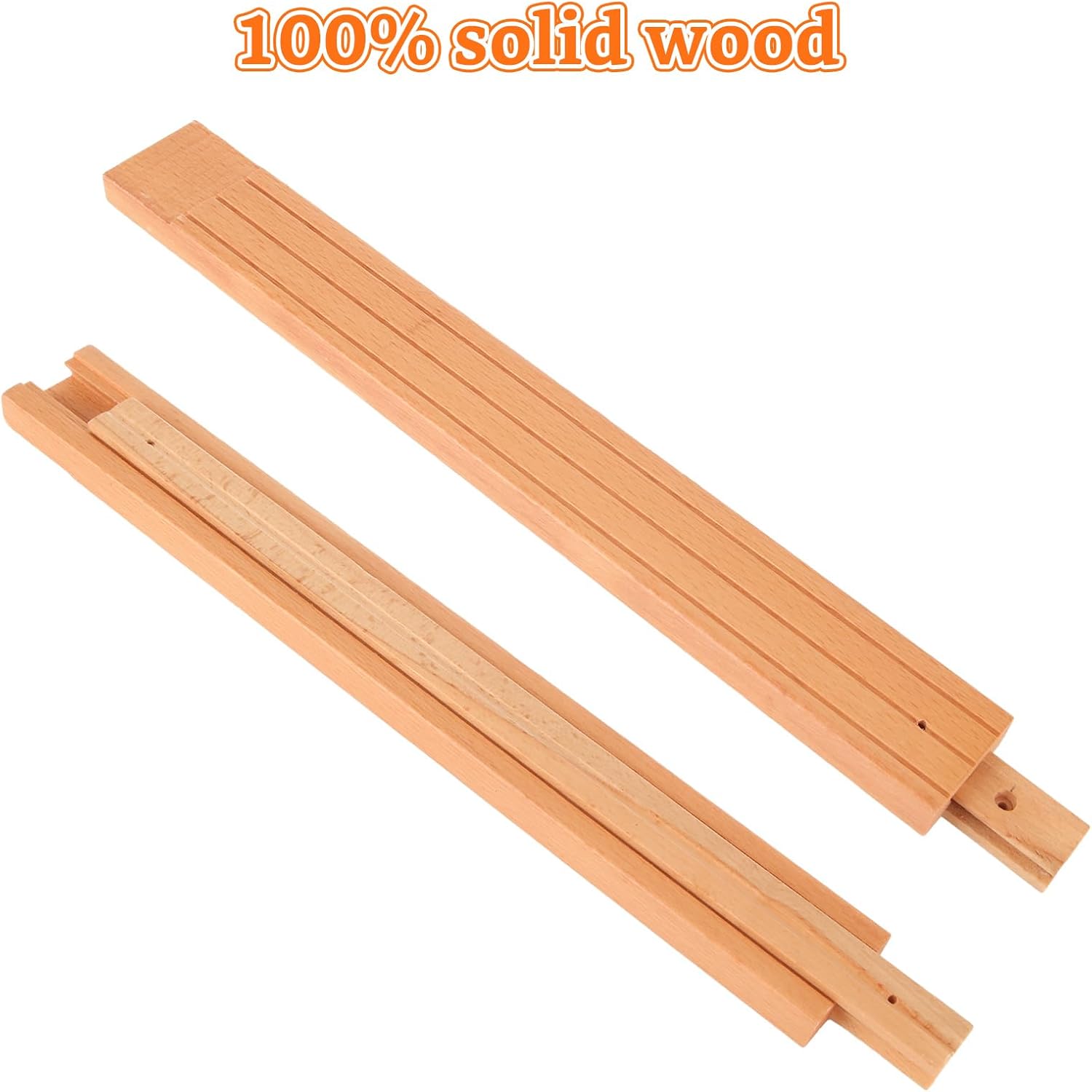 6 Pcs 16 Inch Wood Drawer Slides, Wax Coated Wooden Drawer Glides Bottom Mount, Classic Wood Center Guide Track for Drawer Slides Replacement