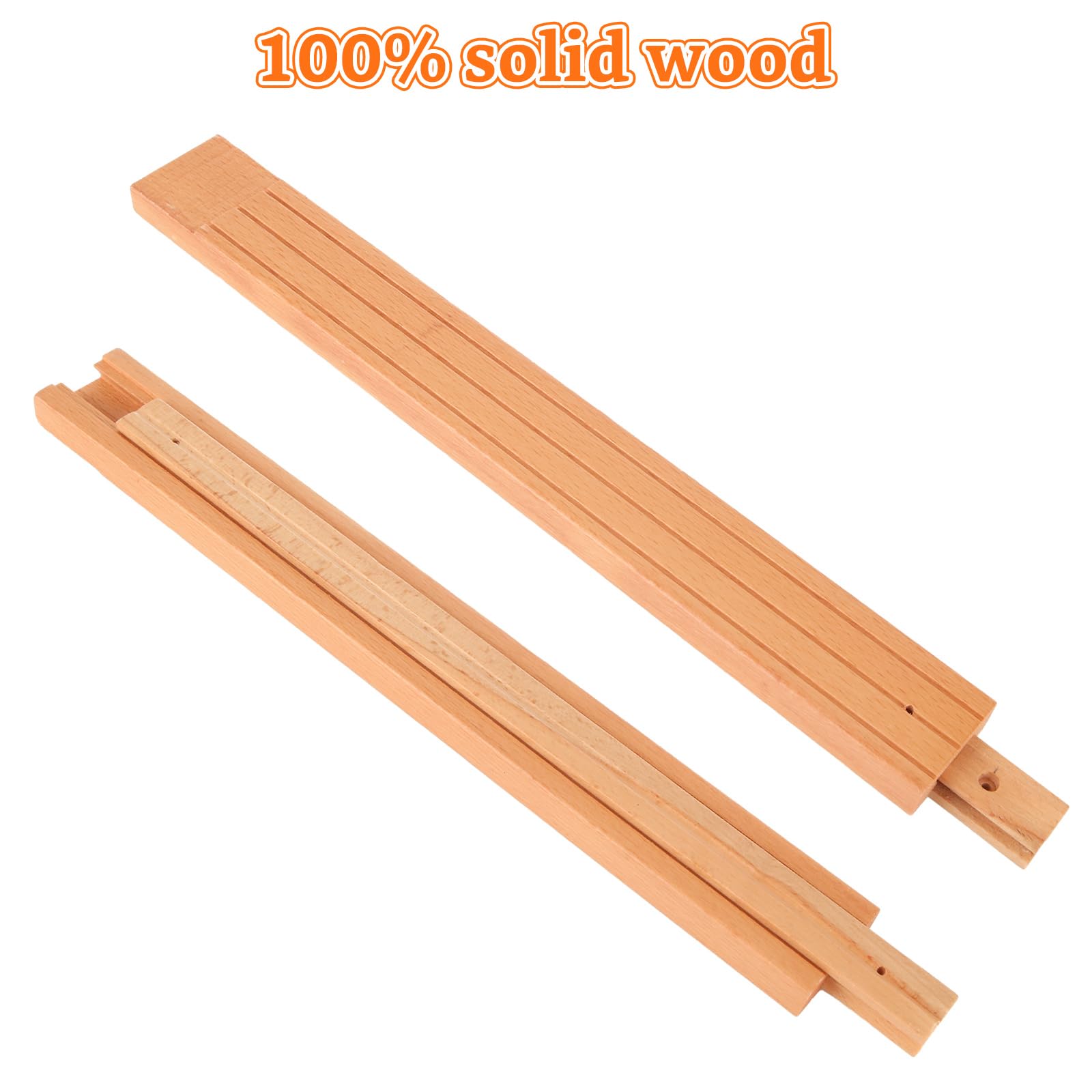 MUXHEL 4 Pcs 16 Inch Wood Drawer Slides Bottom Mount - Wax Coated Beech Hardwood Glides With Metal Tracks
