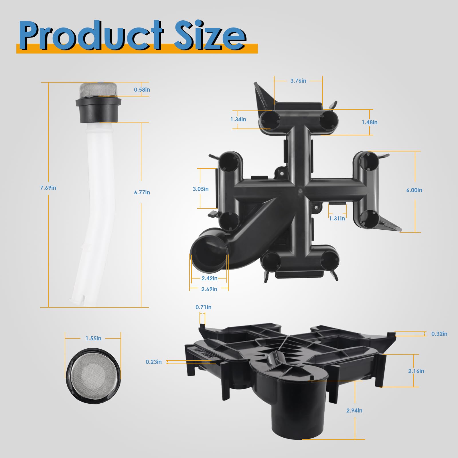 59023700 - Colector superior con purga de aire, compatible con FNS Plus 24, 36, 48, 60 filtro D.E. de piscina y spa, repuesto # V38-140 y 25357-600-000 Pentair