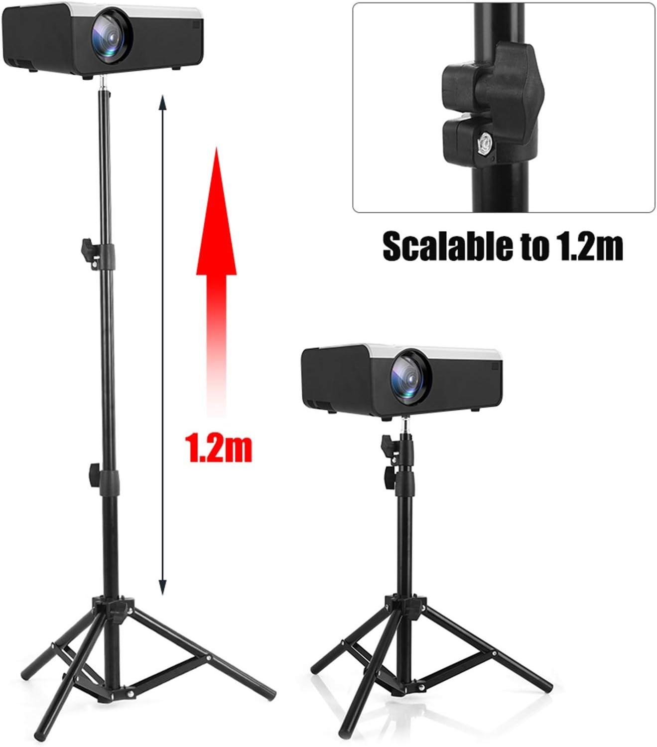 Projector Mount Universal Aluminum Alloy Home LCD Projector Tripod Mount Bracket Holder Stand 6mm Interface Projection Accessory, Black Projector Bbracket