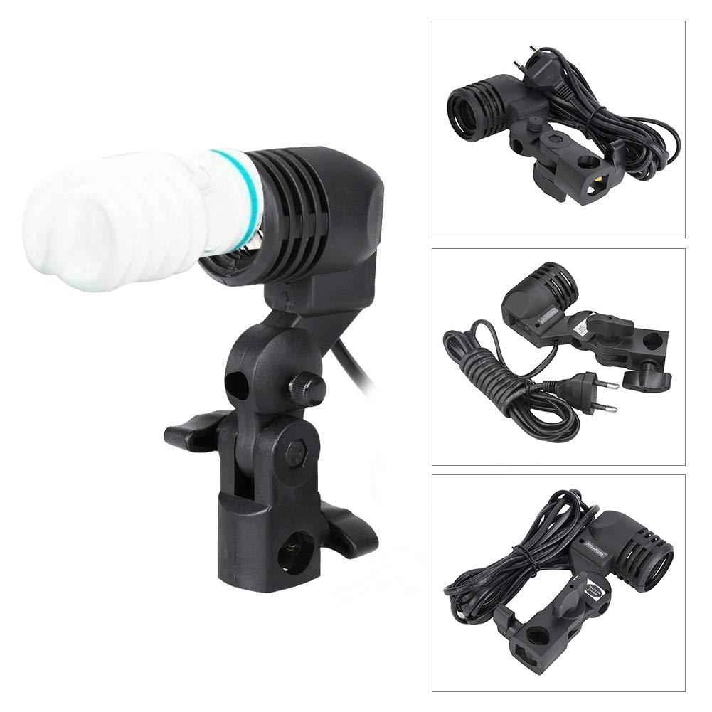 Staffa Per Flash E Lampade A LED E27 Staffa Per Flash Da Con Doppio Portalampada Per Fotografia, Materiale ABS Resistente, Lunghezza Cavo 350 Cm (Spina UE Da 40 W 220 V (3000 - 11