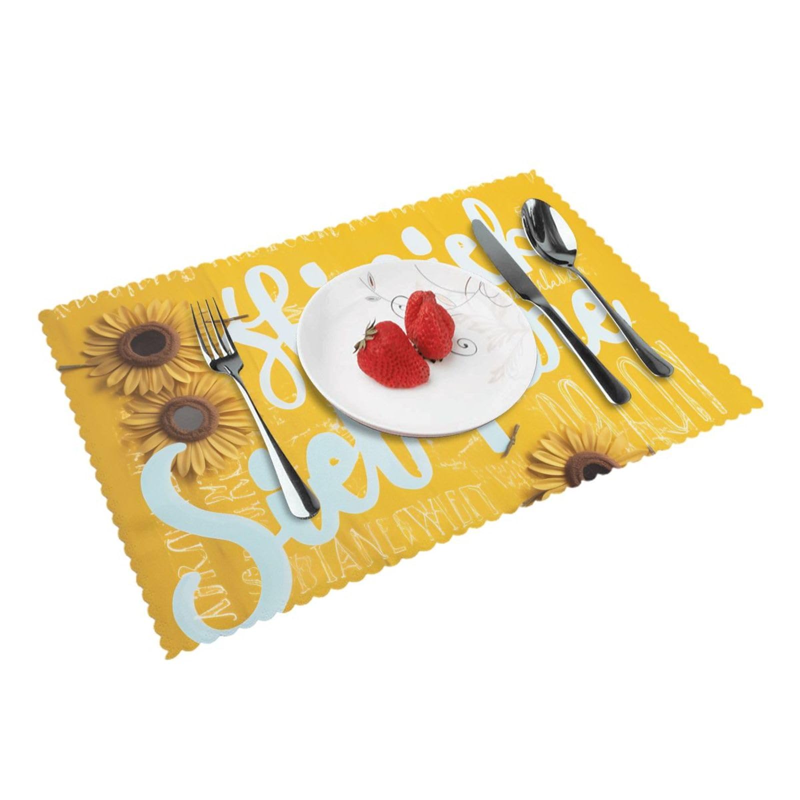 Goodlooking Hello Sunshine Printed Placemat Heat Resistant Place Mats Set of 4 PCS Washable Kitchen Table Mats, 12x18 Inch