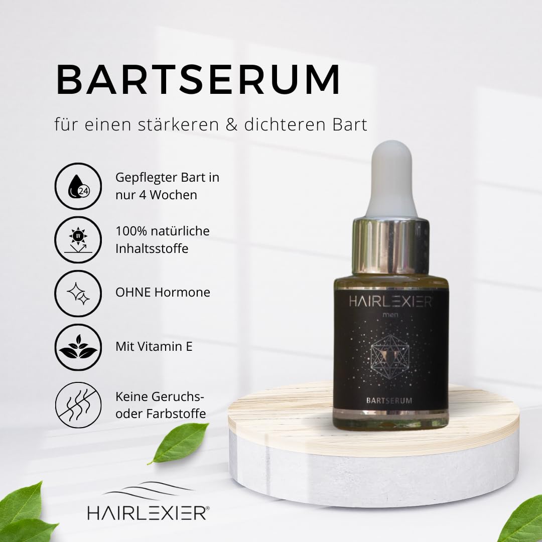 Bartserum • Natürliches WACHSTUMSELEXIER auf Öl basis für einen stärkeren, dichteren Bart - 12ML