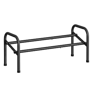 SONGMICS Zapatero de 1 nivel, estante de metal, ajustable, para pasillo, armario, entrada, color negro tinta, LMR019B01