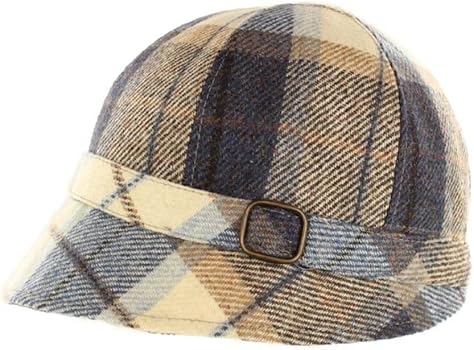 Mucros Weavers Women's Irish Tweed Blue Plaid Flapper Hat, One