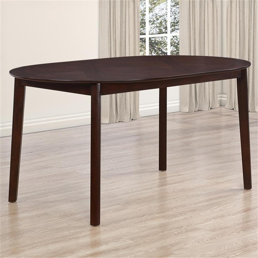 Pemberly Row 7-Piece Oval Dining Table Set, 60 in Table, Espresso Finish, Primavera Veneers, Solid Wood Construction, Upholstered Seat X-Back Chairs, Contemporary Style, Dining Room Furniture