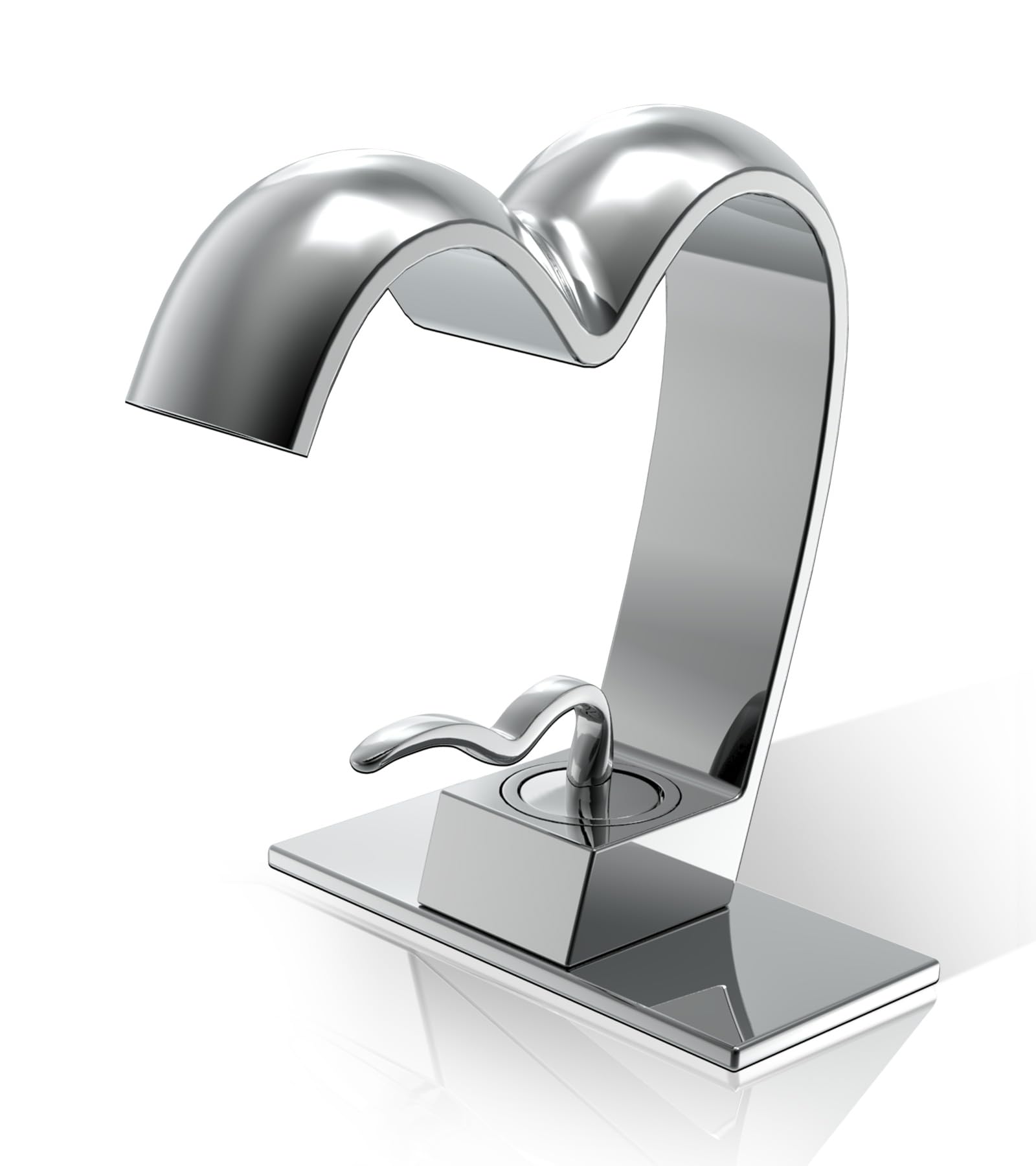 Modern Heart Shape Chrome Bathroom Faucet Brass Single Hole Bathroom Sink Faucet Chrome Polished Single Handle Vanity Sink