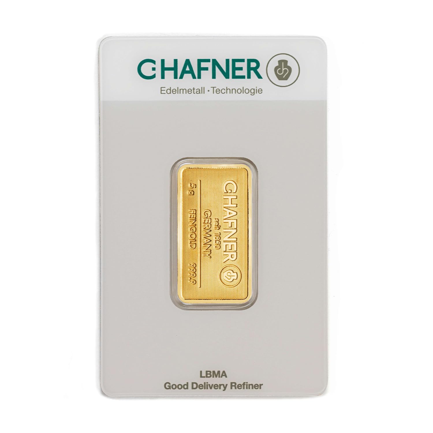 5 Gramm Goldbarren C. Hafner + Echtheitszertifikat - 5 g Gold - Feingold 999.9 - Prägefrisch - LBMA Zertifiziert - Neu