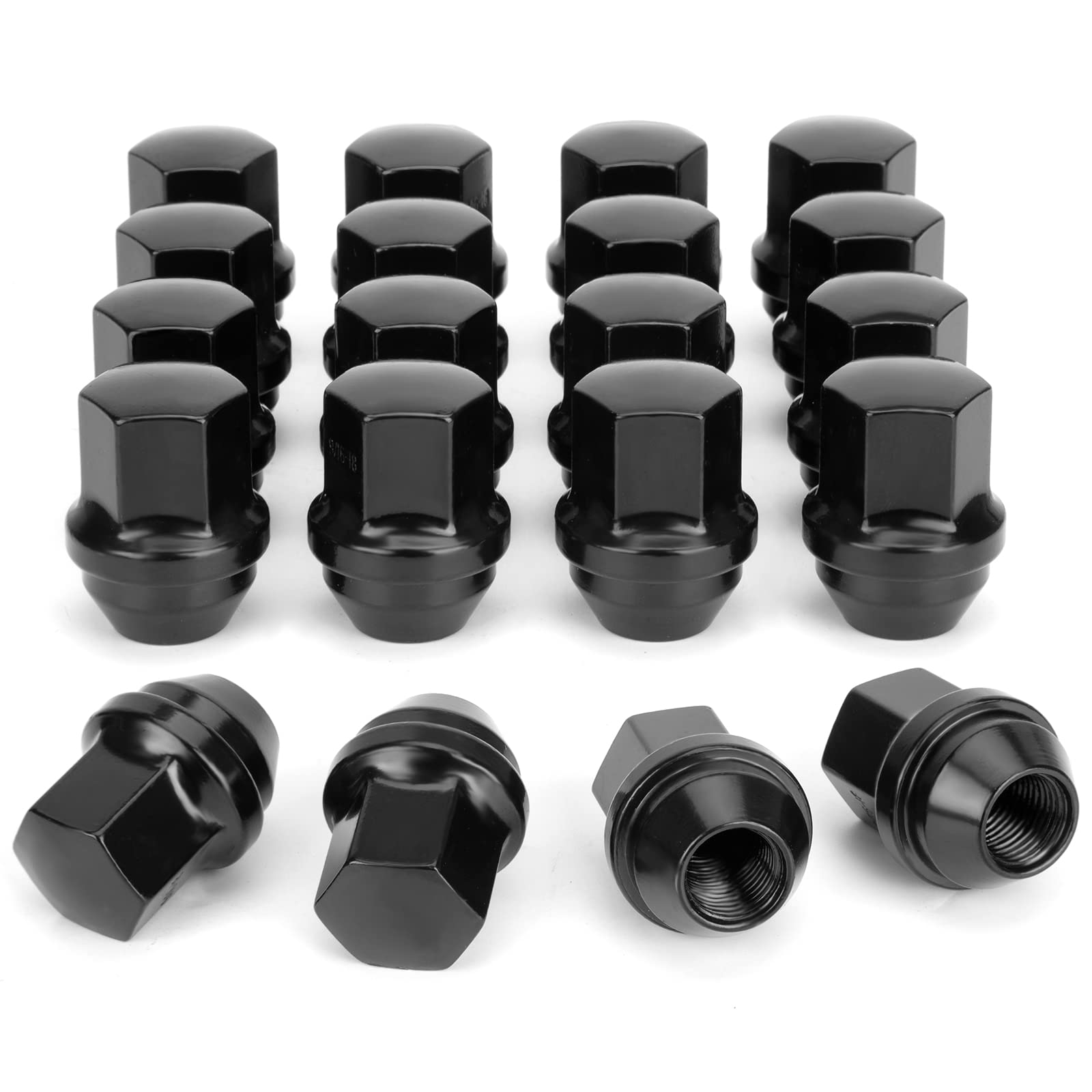 9/16-18 OEM Factory Style Large Acorn Seat Wheel Lug Nuts,20 PCS Black 9/16-18 Closed End One-Piece Lugnuts for Chry-sler Aspen,Dodge Dakota,Ram 1500,Durango,Ram SRT